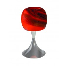 Φωτιστικό κομοδίνου επιτραπέζιο δαπέδου Ε27 χρώματος ασημί (χρώμιο) με κόκκινο γυαλί μεταλλικό 38cm x 20cm