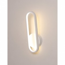 Φωτιστικό απλίκα led 14W τοίχου (επίτοιχο) μεταλλικό λευκό χρώμα οβάλ 4000Κ ενδιάμεσο φυσικό λευκό φως 34cm x 12cm x 7cm