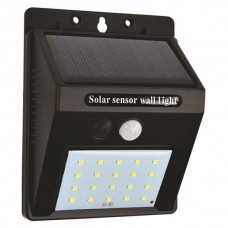 Φωτιστικό led 0,55W τοίχου ηλιακό με φωτοβολταικό πάνελ (panel) ανιχνευτή κίνησης και φωτοκύτταρο μέρας νύχτας 6500Κ ψυχρό φως στεγανό IP65 80lumens