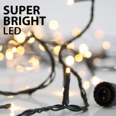 Χριστουγεννιάτικα led λαμπάκια extra bright (φωτεινά) 100 τεμαχίων ανά 10cm θερμό λευκό σε σειρά με επέκταση έως 3 και πράσινο καλώδιο 1310cm στεγανά IP44