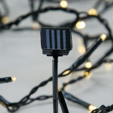 Χριστουγεννιάτικα 96 θερμά led λαμπάκια (φωτάκια) με καρφωτό ηλιακό συλλέκτη (panel) στεγανά IP44 και πράσινο καλώδιο 1050cm 