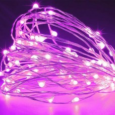 Χριστουγεννιάτικα 100 mini slim led ροζ φως λαμπάκια (φωτάκια) με ασημί καλώδιο χαλκού σε σειρά σταθερά 1500cm στεγανά IP44 