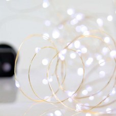 Χριστουγεννιάτικα 100 led ψυχρό λευκό φως mini slim λαμπάκια (φωτάκια) 8 προγράμματα με ασημί καλώδιο χαλκού σε σειρά 1500cm στεγανά IP44