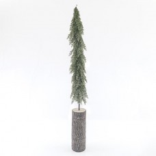 Χριστουγεννιάτικο δέντρο slim χιονισμένο πάνω σε βάση κορμού με ύψος 135cm (1,35m) χρώματος πράσινο υλικό pvc διάμετρος 23cm και 73 κλαδιά