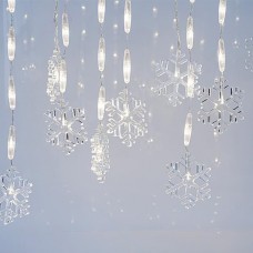 Χριστουγεννιάτικη βροχή (κουρτίνα) 300x80cm με χιονονιφάδες 56 led ψυχρά λαμπάκια (φωτάκια) 14 γραμμές και διάφανο καλώδιο στεγανή IP44