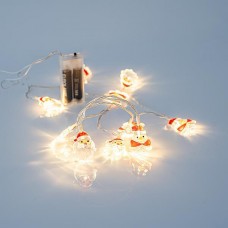 Χριστουγεννιάτικα 10 θερμά led λαμπάκια με σχέδιο Άγιο Βασίληδες και πιγκουίνους μπαταρίας 2xΑΑ μη στεγανά IP20 και διάφανο καλώδιο 140cm 