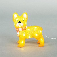 Χριστουγεννιάτικος διακοσμητικός φωτιζόμενος σκύλος led ακρυλικός 3D με 30 ψυχρά λευκά led 28cm x 30cm x 15cm στεγανός IP44