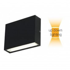 Φωτιστικό led μαύρο φυσικό φως 4000Κ slim απλίκα τοίχου up down 6W (2x3W) ορθογώνιο αλουμινίου επίτοιχο στεγανό IP65 11,5x3,2x9,1cm 380lumen