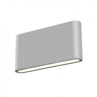 Φωτιστικό led γκρι θερμό φως 3000Κ slim απλίκα τοίχου up down 12W (2x6W) ορθογώνιο αλουμινίου επίτοιχο στεγανό IP54 17,5x3x9,1cm 840lumen