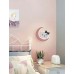 Απλίκα τοίχου παιδική led 36W φωτιστικό μισοφέγγαρο με γάτα χρώματος λευκό και ροζ εναλλαγής φωτισμού 3 σε 1 θερμό φυσικό ψυχρό Φ30cmx4,5cm 3600lumens