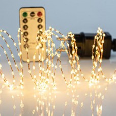 Χριστουγεννιάτικα 300 led θερμό φως με κοντρόλ dimmer και πρόγραμμα mini slim λαμπάκια (φωτάκια) με μπρονζέ καλώδιο χαλκού 749cm στεγανά IP44