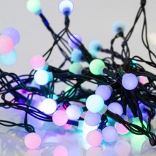 Χριστουγεννιάτικες 40 led πλαστικές μπάλες Φ2cm λαμπάκια (φωτάκια) χρωματιστά (πολύχρωμα) με πράσινο καλώδιο 690cm στεγανά IP44
