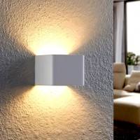 Απλίκα τοίχου led 5W φωτιστικό λευκό τετράγωνο (επίτοιχο) up down μοντέρνο 3000Κ θερμό φως 10cmx10cm μη στεγανό IP20 450lumens