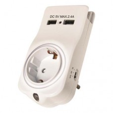 Αντάπτορας σούκο ασφαλείας με φωτοκύτταρο φωτάκι (φωτιστικό νυχτός) 2 θύρες USB βάση στήριγμα για κινητό τηλέφωνο και παιδική προστασία 