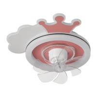 Ανεμιστήρας οροφής ροζ παιδικός κορώνα 15W Φ50cm με φως led 65W εναλλαγή χρώματος 7 φτερωτές αντίστροφης περιστροφής και κοντρόλ