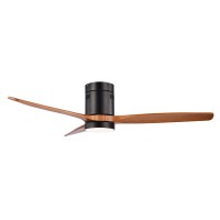 Ανεμιστήρας οροφής μαύρος 30W DC moter Φ132cm 3 καφέ φτερωτές ηχείο bluetooth led φως 24W κάλυψη χώρου έως 20τμ και κοντρόλ (τηλεχειριστήριο)
