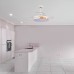 Ανεμιστήρας οροφής λευκός με ξύλο 32W DC moter ηχείο bluetooth Φ107cm led φως 36W ανοιγοκλειόμενες φτερωτές και κοντρόλ (τηλεχειριστήριο)