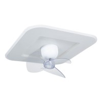 Ανεμιστήρας οροφής τετράγωνος λευκός 15W DC moter 50x50cm δυνατότητα αντίστροφης περιστροφής με κοντρόλ (τηλεχειριστήριο) led φως 50W και 3 φτερωτές