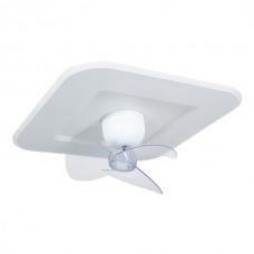 Ανεμιστήρας οροφής τετράγωνος λευκός 15W DC moter 50x50cm δυνατότητα αντίστροφης περιστροφής με κοντρόλ (τηλεχειριστήριο) led φως 50W και 3 φτερωτές