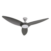 Ανεμιστήρας οροφής WIFI γκρι ξύλου 35W DC moter Φ132cm ύψος 31cm δυνατότητα αντίστροφης περιστροφής με κοντρόλ led φως 18W και 3 φτερωτές
