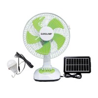 Ανεμιστήρας επιτραπέζιος Φ34,5cm ύψος 50cm 10W επαναφορτιζόμενος με ηλιακό πάνελ και λάμπα 3 ταχύτητες χρώματος λευκό πράσινο