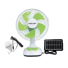 Ανεμιστήρας επιτραπέζιος Φ34,5cm ύψος 50cm 10W επαναφορτιζόμενος με ηλιακό πάνελ και λάμπα 3 ταχύτητες χρώματος λευκό πράσινο