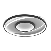 Φωτιστικό led 77W κυκλικό οροφής μαύρο λευκό Φ50cm ντιμαριζόμενο (dimmable) με ασύρματο τηλεχειριστήριο εναλλαγής φωτισμού θερμό φυσικό ψυχρό