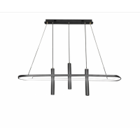 Φωτιστικό κρεμαστό 100cm led 73W μαύρο με 3 σωλήνες dimmable με ασύρματο τηλεχειριστήριο εναλλαγής φωτισμού θερμό φυσικό ψυχρό φως