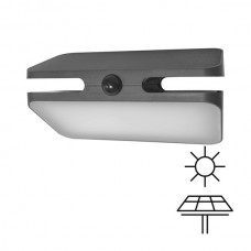 Φωτιστικό με ηλιακό panel μαύρο led 7W ορθογώνιο 21cm απλίκα τοίχου ενδιάμεσο φως 4000Κ στεγανό IP54 700lumens