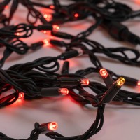 Χριστουγεννιάτικα 100 led (90 κόκκινα led σταθερά 10 θερμά led flash) λαμπάκια με επέκταση έως 9 τεμάχια και καουτσούκ καλώδιο 1010cm στεγανά IP65