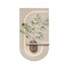 Φωτιστικό διακοσμητικός πίνακας κάδρο 80x40cm 3D led 36W τοίχου με βάζο και φυτό 3CCT εναλλαγή φωτισμού (3000-4000-6000K) 3600lumens χρώματος καφέ μπεζ