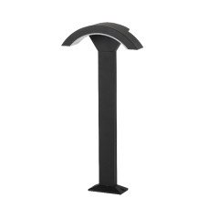 Φωτιστικό led 18W καμπυλωτό δαπέδου 60cm κολώνα (κολωνάκι) κήπου εξωτερικού χώρου θερμό λευκό φως 3000Κ χυτό αλουμινίου χρώματος μαύρο