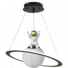 Φωτιστικό παιδικό led 77W κρεμαστό αστροναύτης σε πλανήτη Φ48cm λευκό χρυσό μαύρο με κοντρόλ εναλλαγής χρώματος ψυχρό φυσικό θερμό