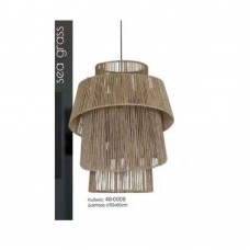 Φωτιστικό μονόφωτο κρεμαστό rattan sea grass natural με διαστάσεις Φ50cmx60cm και ντουί E27 για λάμπες led