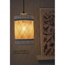Φωτιστικό μονόφωτο κρεμαστό rattan bamboo κυκλικό natural white με διαστάσεις Φ20cmx30cm και ντουί E27 για λάμπες led
