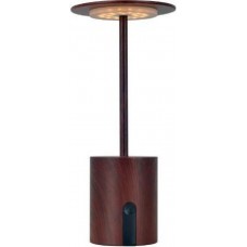 Φωτιστικό γραφείου led 22cm καφέ ξύλο 2W θερμό φως 3000Κ 216lumens επαναφορτιζόμενο μπαταρίας επιτραπέζιο τύπου μανιτάρι ντιμαριζόμενο (dimmable)