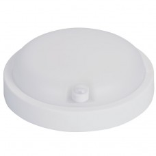 Φωτιστικό λευκό απλίκα πλαφονιέρα Φ16cm με ανιχνευτή (φωτοκύτταρο) κίνησης led 11W 4000Κ φυσικό φως στρογγυλή τοίχου ή οροφής πλαστικό στεγανό IP54
