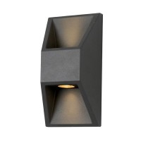 Φωτιστικό απλίκα τοίχου led 2W (2x1W) 3000Κ θερμό φως up down πάνω κάτω στενή δέσμη 25° αλουμινίου 16,4x8,2cm χρώματος γραφίτης στεγανό IP54 160lumens