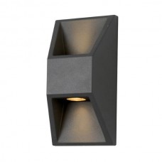 Φωτιστικό απλίκα τοίχου led 2W (2x1W) 3000Κ θερμό φως up down πάνω κάτω στενή δέσμη 25° αλουμινίου 16,4x8,2cm χρώματος γραφίτης στεγανό IP54 160lumens