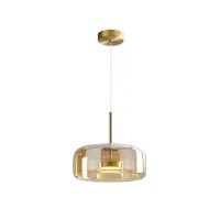 Φωτιστικό μονόφωτο Φ33cm κρεμαστό led 12W με γυαλί 3CCT αλλαγή φωτισμού από τον διακόπτη σε θερμό φυσικό ή ψυχρό (3000Κ-4000Κ-6000Κ) χρώματος χρυσό