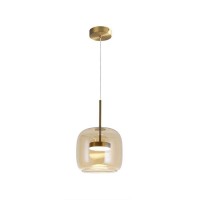 Φωτιστικό μονόφωτο Φ26cm κρεμαστό led 12W με γυαλί 3CCT αλλαγή φωτισμού από τον διακόπτη σε θερμό φυσικό ή ψυχρό (3000Κ-4000Κ-6000Κ) χρώματος χρυσό