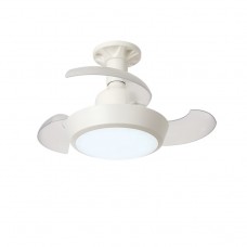 Ανεμιστήρας οροφής mini 15W DC moter λευκός Φ42cm led φως 18W ανοιγοκλειόμενες φτερωτές βιδωτός σε ντουί Ε27 και κοντρόλ (τηλεχειριστήριο)