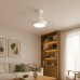 Ανεμιστήρας οροφής mini 15W DC moter λευκός Φ42cm led φως 18W ανοιγοκλειόμενες φτερωτές βιδωτός σε ντουί Ε27 και κοντρόλ (τηλεχειριστήριο)