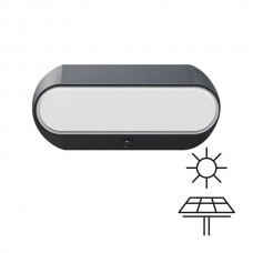 Φωτιστικό απλίκα τοίχου με ηλιακό panel μαύρο led 5W οβάλ 25cm ανιχνευτή κίνησης επαναφορτιζόμενο ενδιάμεσο φως 4000Κ στεγανό IP54 500lumens Φωτιστικό απλίκα τοίχου με ηλιακό panel μαύρο led 5W οβάλ 25cm ανιχνευτή κίνησης επαναφορτιζόμενο ενδιάμεσο φως 4000Κ στεγανό IP54 500lumens