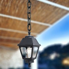 Φωτιστικό φαναράκι κρεμαστό οροφής τετράγωνο ρητίνης Fumagalli E27 κλασικού τύπου vintage 78cmx18cm χρώματος μαύρο στεγανό IP55