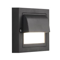 Φωτιστικό διαδρόμου απλίκα τοίχου led 6W τετράγωνο με κάλυπτρο 13,5x13,5cm πλαστικό 230V επίτοιχο μαύρο 3CCT (θερμό-φυσικό-ψυχρό) φώς στεγανό IP65