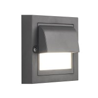 Φωτιστικό διαδρόμου απλίκα τοίχου led 6W τετράγωνο με κάλυπτρο 13,5x13,5cm πλαστικό 230V επίτοιχο γραφίτης 3CCT (θερμό-φυσικό-ψυχρό) φώς στεγανό IP65