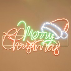 Χριστουγεννιάτικη επιγραφή Merry Christmas 94x43cm με κίνηση 1029 led και 10,5 μέτρα Neon φωτοσωλήνα πολύχρωμο φως εξωτερικού χώρου στεγανό IP44