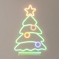 Χριστουγεννιάτικο δέντρο 29,5x42cm με βάση 231 led και Neon φωτοσωλήνα πολύχρωμο φως εξωτερικού χώρου στεγανό IP44