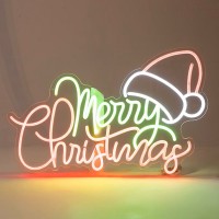Χριστουγεννιάτικη επιγραφή Merry Christmas 60x39cm 678 led και Neon φωτοσωλήνα πολύχρωμο φως εξωτερικού χώρου στεγανό IP44